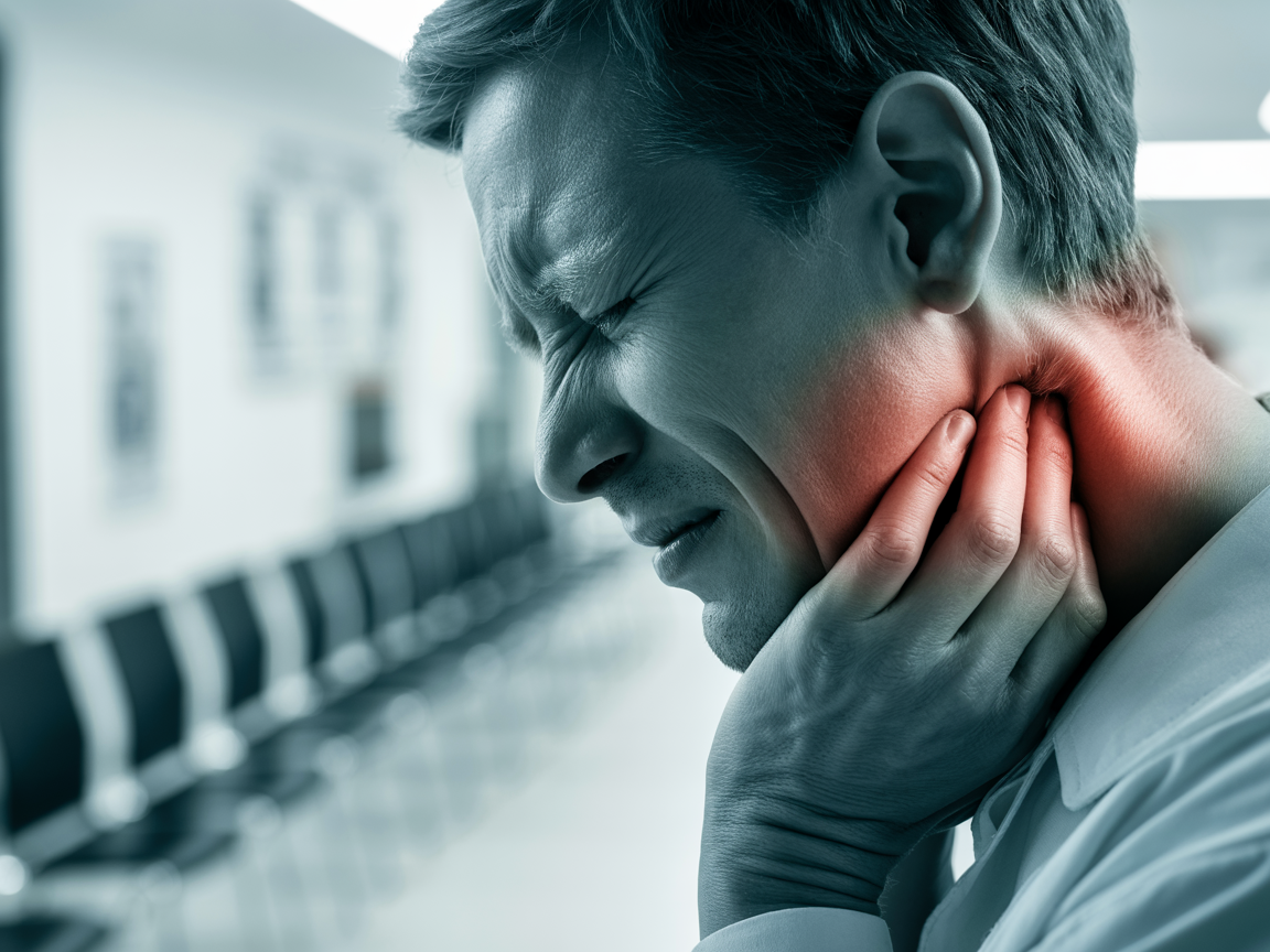 a man with Peritonsillar Abscess